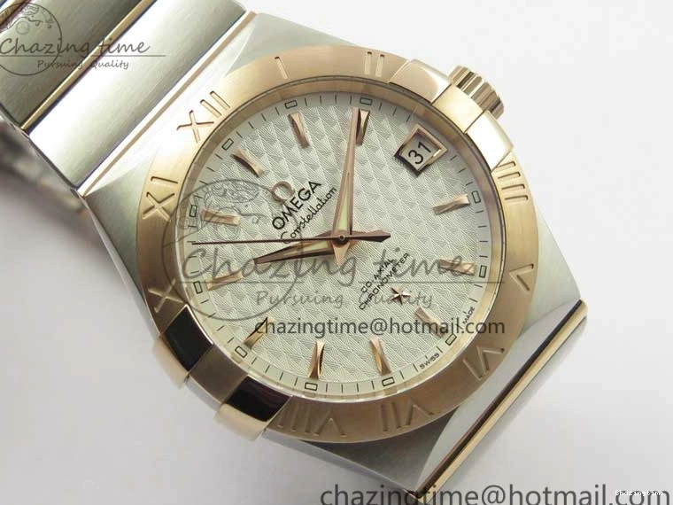 0208 Stylish Constellation 38mm SS RG VSF 1:1 Best Edition WhiteTextured Dial on SS RG Bracelet A8500 Super Clone 7921